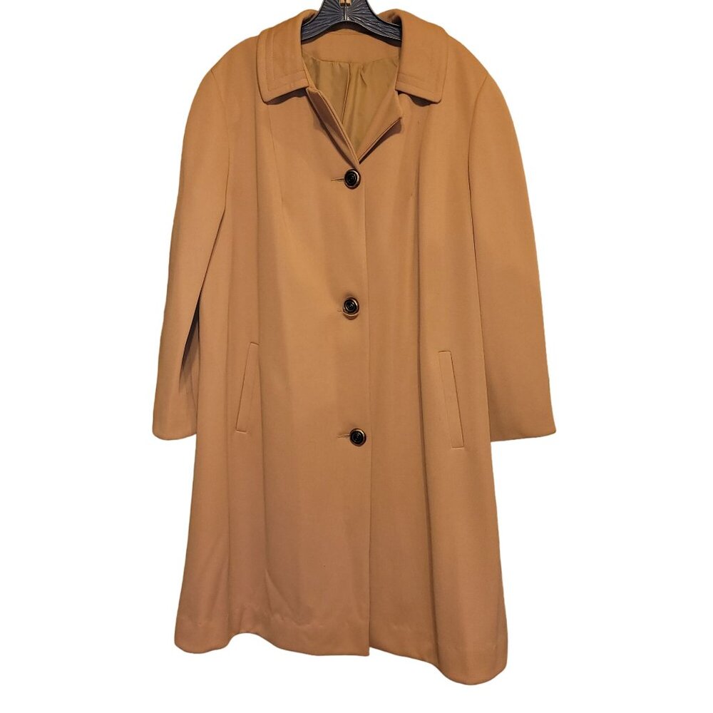 Vintage Montgomery Ward 1970s Women's Small Camel Color Coat A-line Collared - Picture 4 of 10